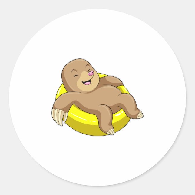 Adesivo Redondo Mole Nadando com Lifebuoy (Frente)