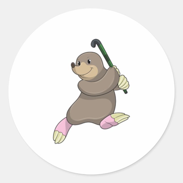 Adesivo Redondo Mole no Hockey com Taco de Hóquei (Frente)