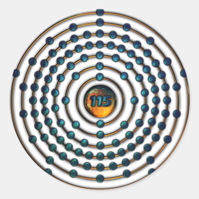 Adesivo Redondo Molécula De Ununpentium (Frente)
