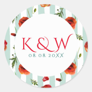 Adesivo Redondo Moles De Minta E Listras Brancas Com Pópias Verme