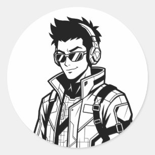 Adesivo Redondo Moletom com Gráfico de Personagem de Anime Cinemat