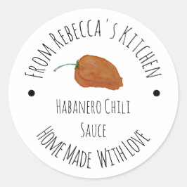 Adesivo Redondo Molho Caseiro de Pimenta Habanero Laranja