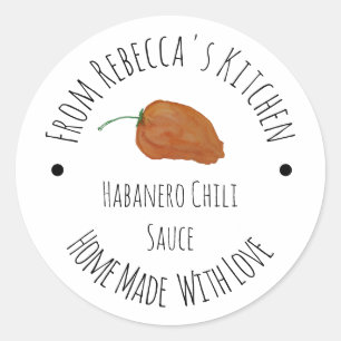 Adesivo Redondo Molho Caseiro de Pimenta Habanero Laranja