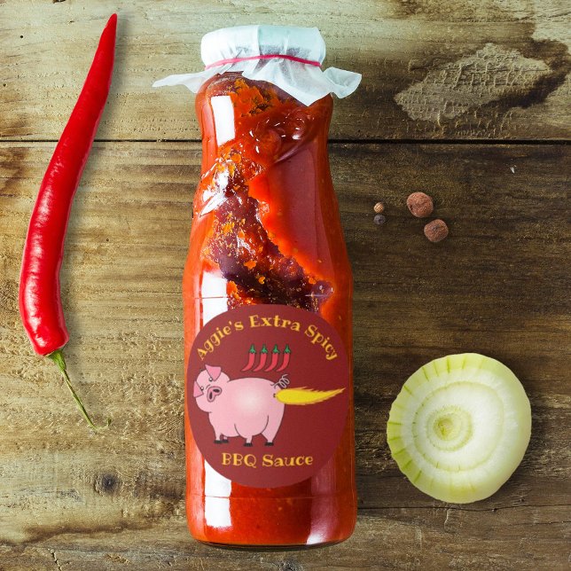 Adesivo Redondo Molho De CHURRASCO De Picada De Incêndio De Porcos (Criador carregado)