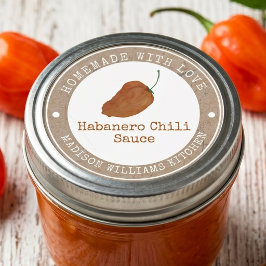 Adesivo Redondo Molho de Pimenta Habanero Caseiro | Pimenta Laranj