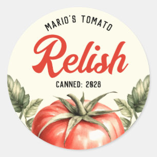 Adesivo Redondo Molho de tomate caseiro em estilo retrô para conse