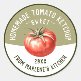 Adesivo Redondo Molho de Tomate Caseiro para Receita de Conserva