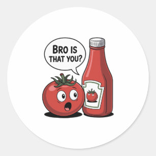 Adesivo Redondo Molho de Tomate Irmão É Você Pun de Alimentos Dia