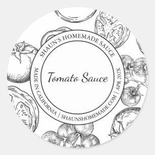 Adesivo Redondo Molho de Tomato Sketch Modern label