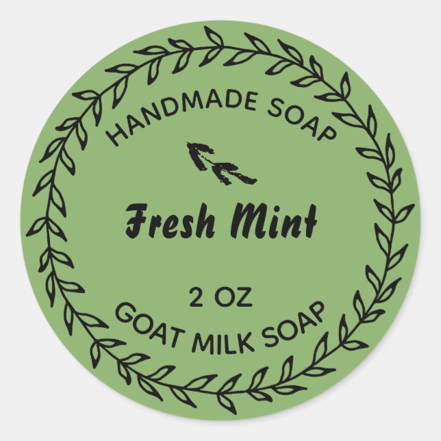 Adesivo Redondo Molho Russo do País de Sabão Caseiro Verde (Frente)