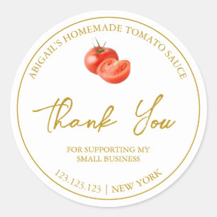 Adesivo Redondo Molho simples de tomate caseiro Obrigado Rótulo