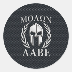 Adesivo Redondo Molon Labe Chrome Como Capacete Espartano em Grill