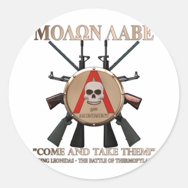Adesivo Redondo Molon Labe - Spartan Shield (Frente)