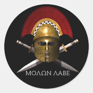 Adesivo Redondo Molon Labe Spartan Skull