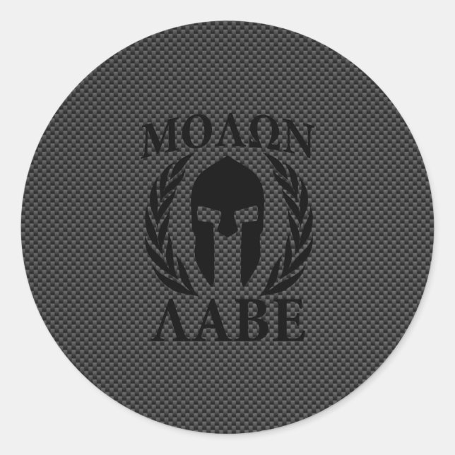 Adesivo Redondo Molon Labe Spartan Warrior Laurels Carbon Decor (Frente)