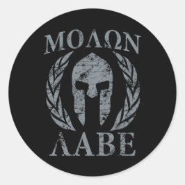 Adesivo Redondo Molon Labe Warrior Mask Laurels em Preto