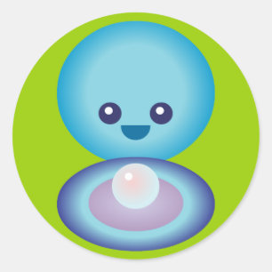 Adesivo Redondo Moluscos felizes de Kawaii