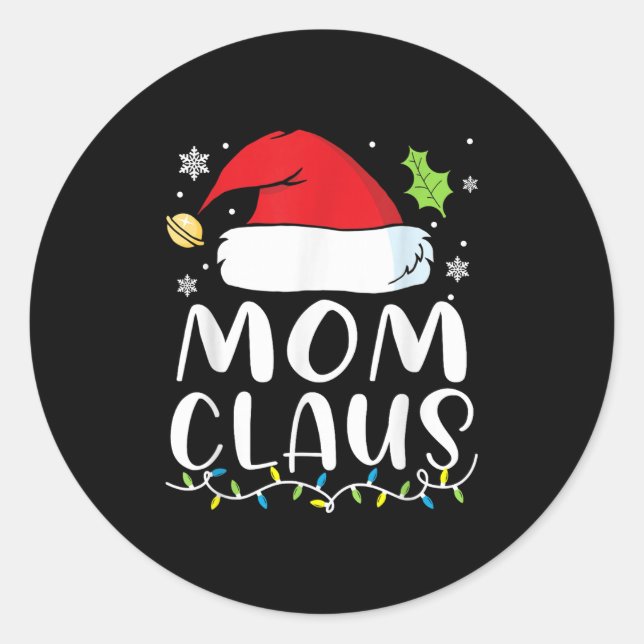 Adesivo Redondo Mom Claus Christmas Lights Pajama Xmas Family Matc (Frente)