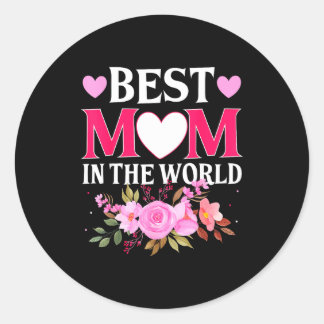 Adesivo Redondo Mom in the world mommy floral mother's day cute mo