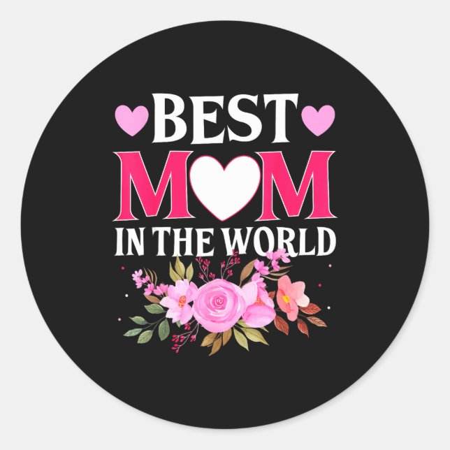 Adesivo Redondo Mom in the world mommy floral mother's day cute mo (Frente)