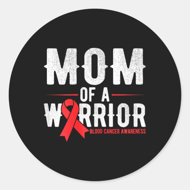 Adesivo Redondo Mom Of The Warrior Blood Cancer Awareness  (Frente)