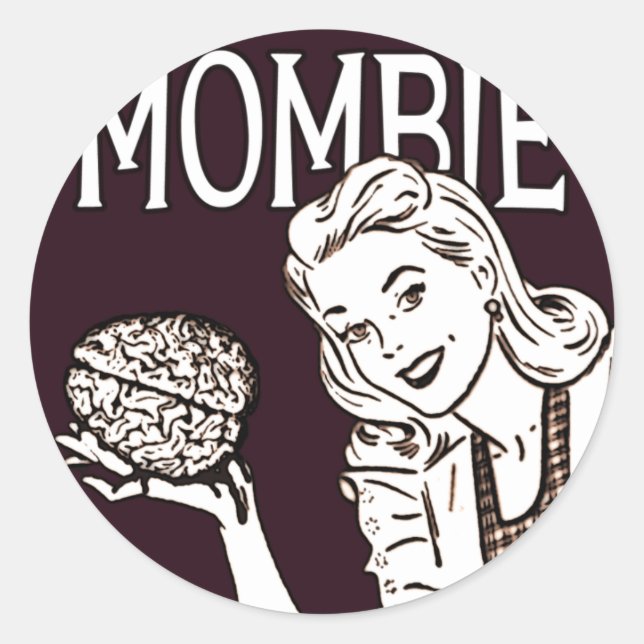 Adesivo Redondo Mombie Retro Zombie (Frente)