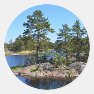 Adesivo Redondo momentos memoráveis escandinávia, fiorde Suecia