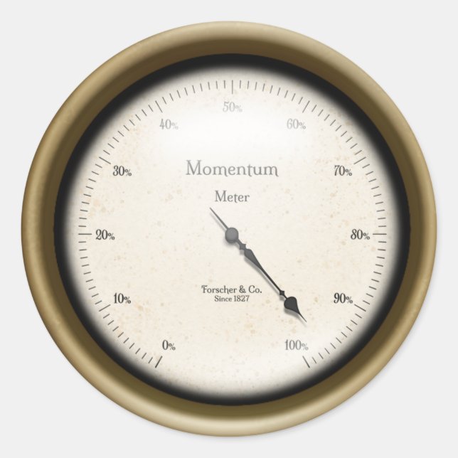 Adesivo Redondo Momentum Meter Steampunk Era Das Máquinas Industri (Frente)
