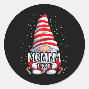 Adesivo Redondo Momma Gnomo Natal Pijamas Correspondendo à Família
