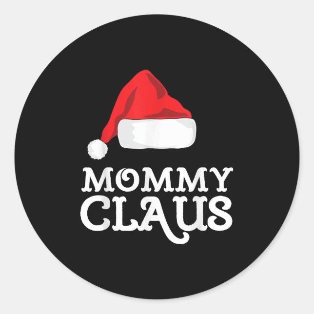 Adesivo Redondo Mommy Claus Christmas Santa's Hat Pajama Family Xm (Frente)