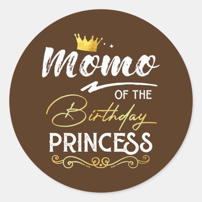 Adesivo Redondo Momo Da Família De Festas De Princesa De Aniversár (Frente)