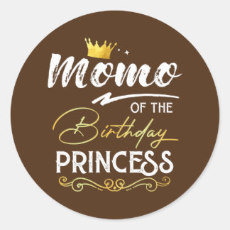 Adesivo Redondo Momo Da Família De Festas De Princesa De Aniversár
