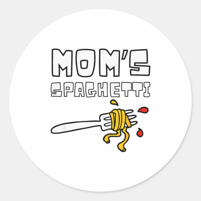 Adesivo Redondo Mom's Spaghetti Funny Toddler Kids  (Frente)