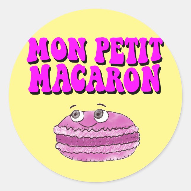 Adesivo Redondo Mon Petit Macaron Retro Groovy Text (Frente)