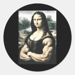 Adesivo Redondo Mona Lisa Bodybuilding Parody Leonardo Da Vinci Me