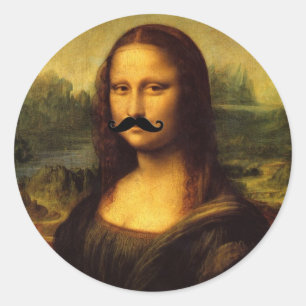 Adesivo Redondo Mona Lisa Com bigode