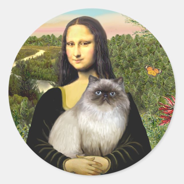 Adesivo Redondo Mona Lisa - Gato de Himalaia 7 (Frente)