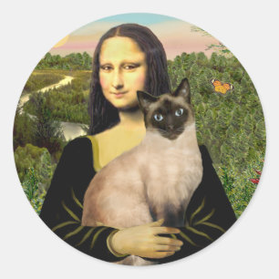 Adesivo Redondo Mona Lisa - Gato Siamês de Seal Point