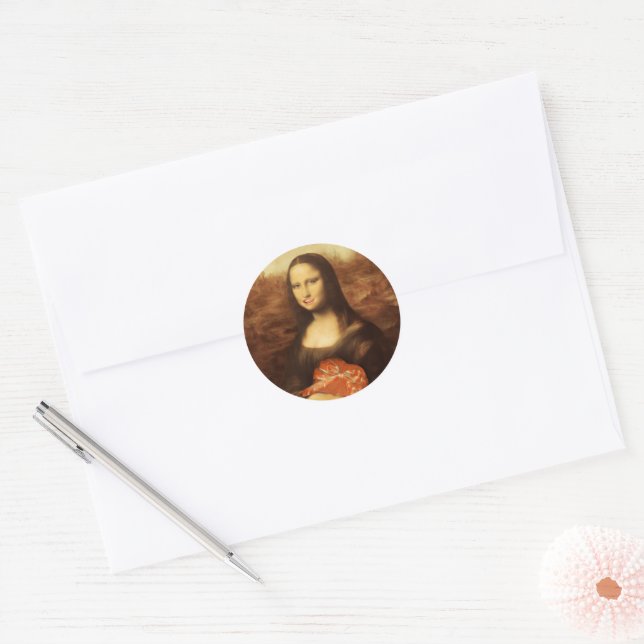Adesivo Redondo Mona Lisa Heart Valentine's Day Kiss (Envelope)