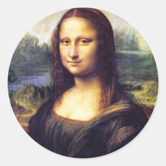 Adesivo Redondo Mona Lisa, Leonardo da Vinci (Frente)