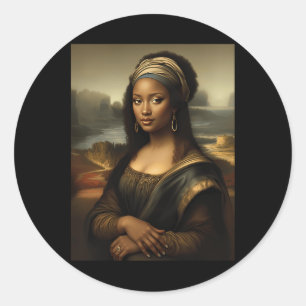 Adesivo Redondo Mona Lisa Negra História Negra Americana Mon