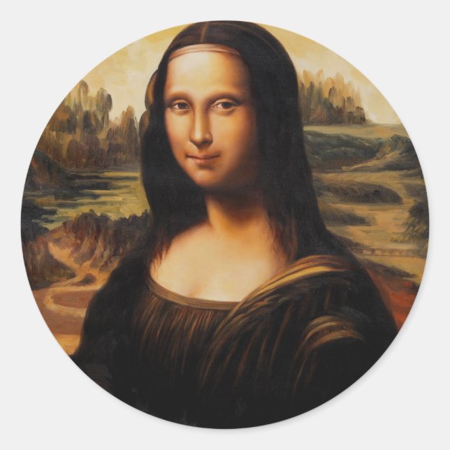 Adesivo Redondo Mona Lisa por Leonardo Da Vinci (Frente)