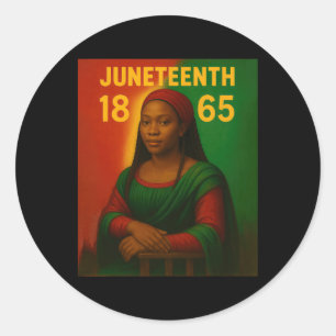 Adesivo Redondo Mona Lisa Preta Gráfica Afro Africana Americana Ju