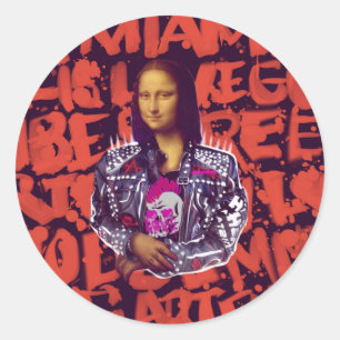 Adesivo Redondo Mona Lisa Punk Art