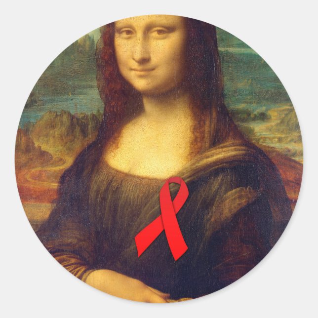 Adesivo Redondo Mona Lisa Red Ribbon (Frente)