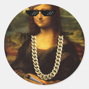 Adesivo Redondo Mona Lisa Thug Life Art Life