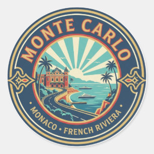 Adesivo Redondo Mônaco Monte Carlo à Noite