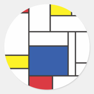 Adesivo Redondo Mondrian Minimalist Geométrico De Stijl Modern Art