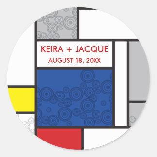 Adesivo Redondo Mondrian Modern Art Retro Circle Sticker