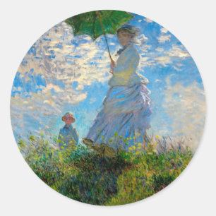 Adesivo Redondo Monet Mulher Guarda-Sol Impressionismo